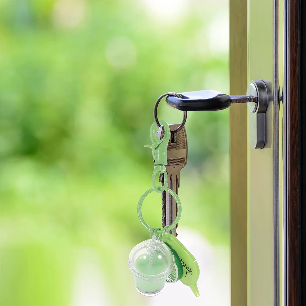 

2Pcs Mini Bubble Tea Keychain Liquid Quicksand Milk Tea Cup Charm Backpack Purse Cute Green Accessories Cartoon Cute Keychain