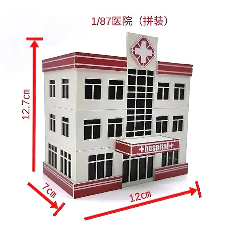 1/87 1/150 1/144 Scale Diorama Buildings Model Police Station Hospital Office Architectural Model Scene Accessories DIY　