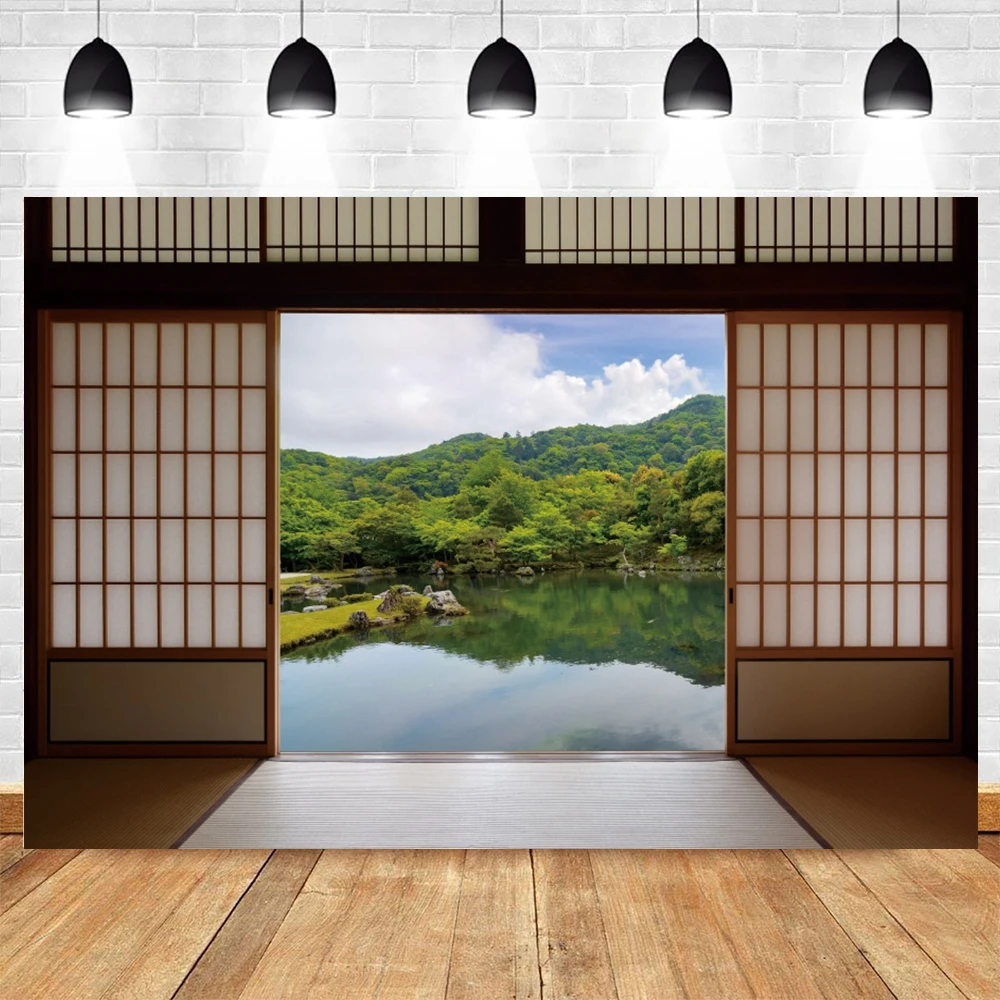 บ้านสไตล์ญี่ปุ่นฉากหลังตกแต่งภายในห้องนั่งเล่นตกแต่งทิวทัศน์สตูดิโอถ่ายภาพพื้นหลัง
