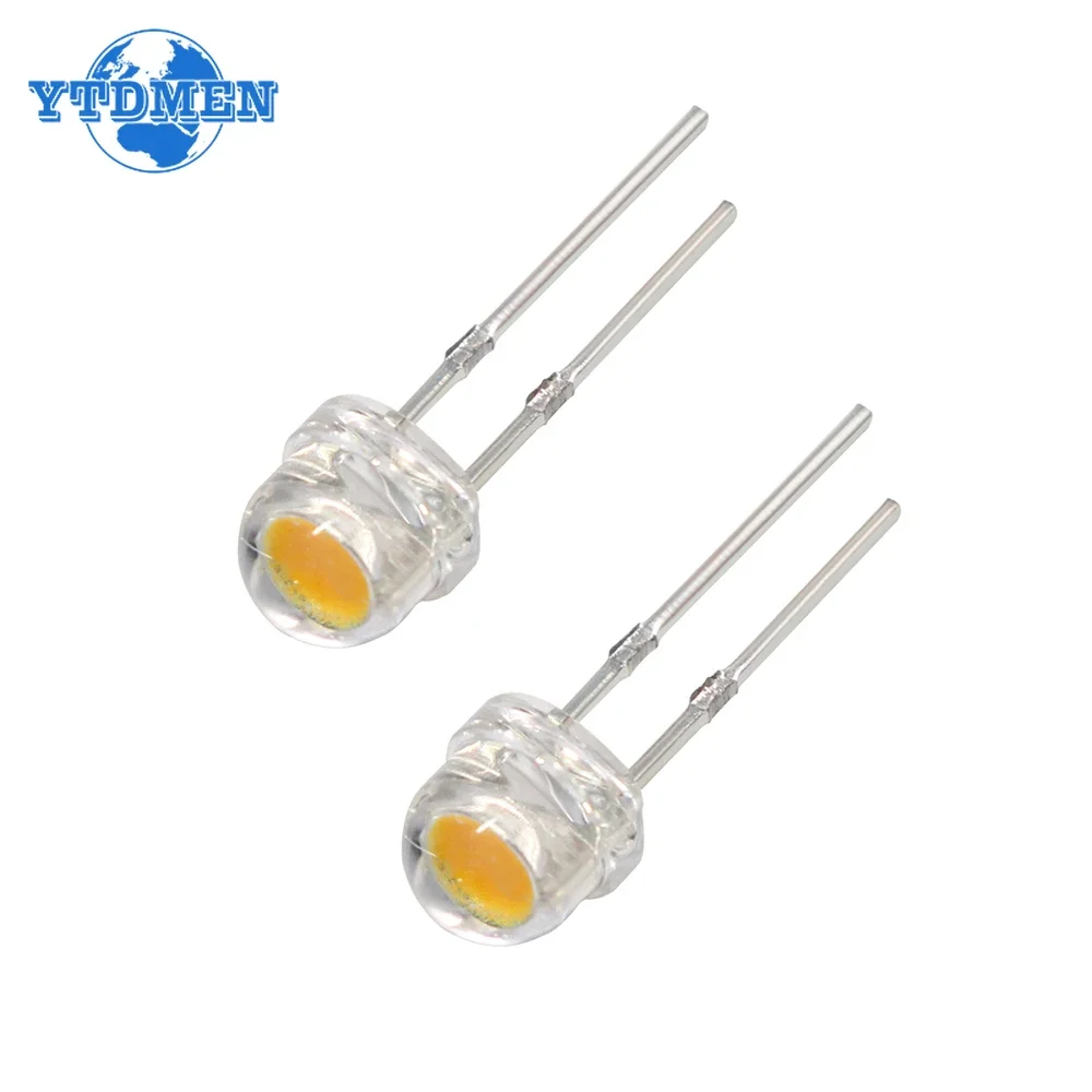 100pcs LED Diode F5 Super Bright Straw Hat LED 5mm Light Emitting Diodes Blue Green Red Yellow White, for DIY Electronic