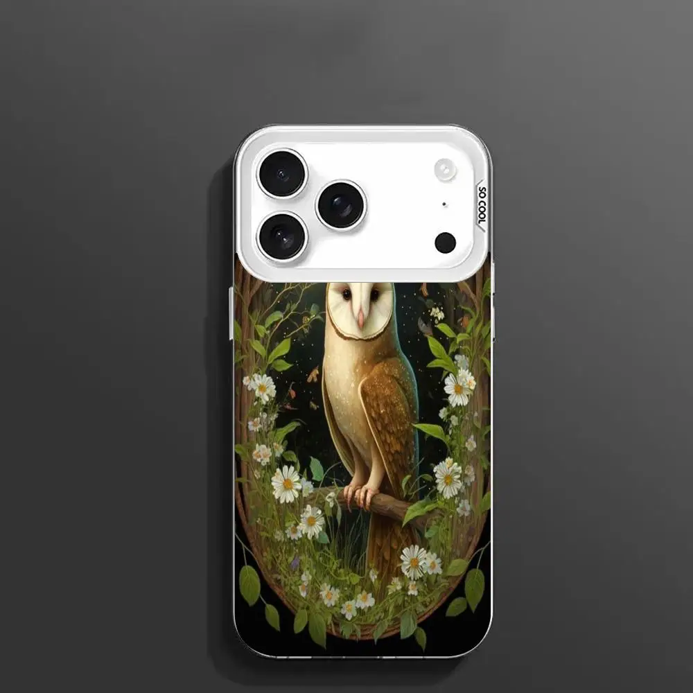 حافظة هاتف بنمط البومة ليلاً لهاتف iPhone17 16 15 14 13 12 11 Pro/ Max/Plus غطاء خلفي مقاوم للصدمات مضاد للبصمة