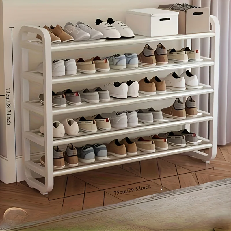 رف أحذية معدني موفر للمساحة مكون من 5 طبقات يحمل ما يصل إلى 18 زوجًا من الأحذية، تصميم نحيف متين، أعمال حديدية متعددة الطبقات لا يتطلب الخشب #3