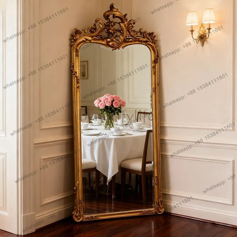 

French retro carved full-length mirror cloakroom bedroom clothing store fitting mirror