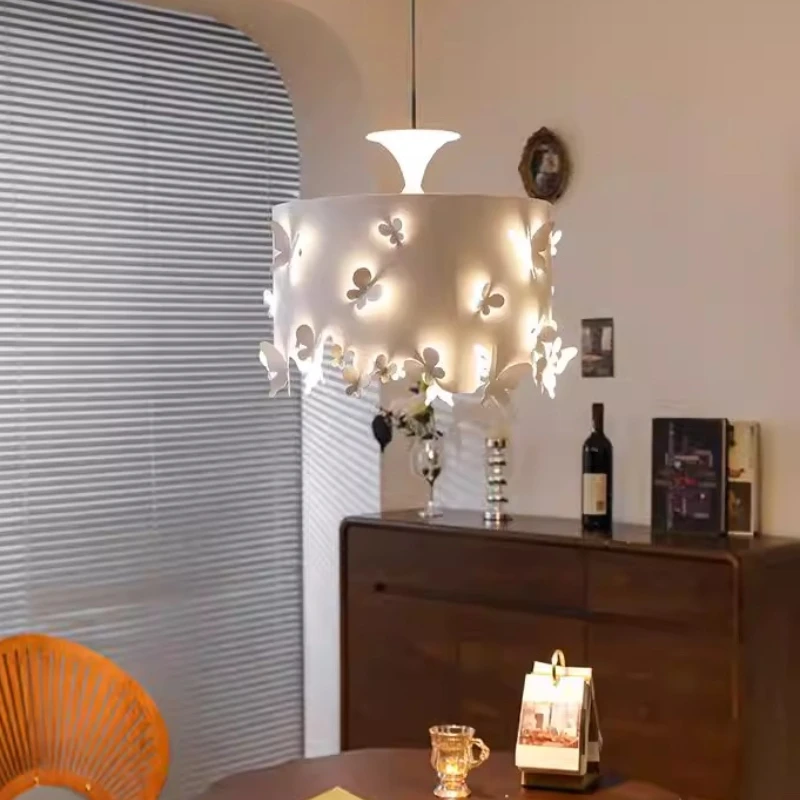 

Modern French Cream White Butterfly Pendants Parlor Bedroom Study Restaurant Atmosphere Creative Home Decor Suspension Luminaire