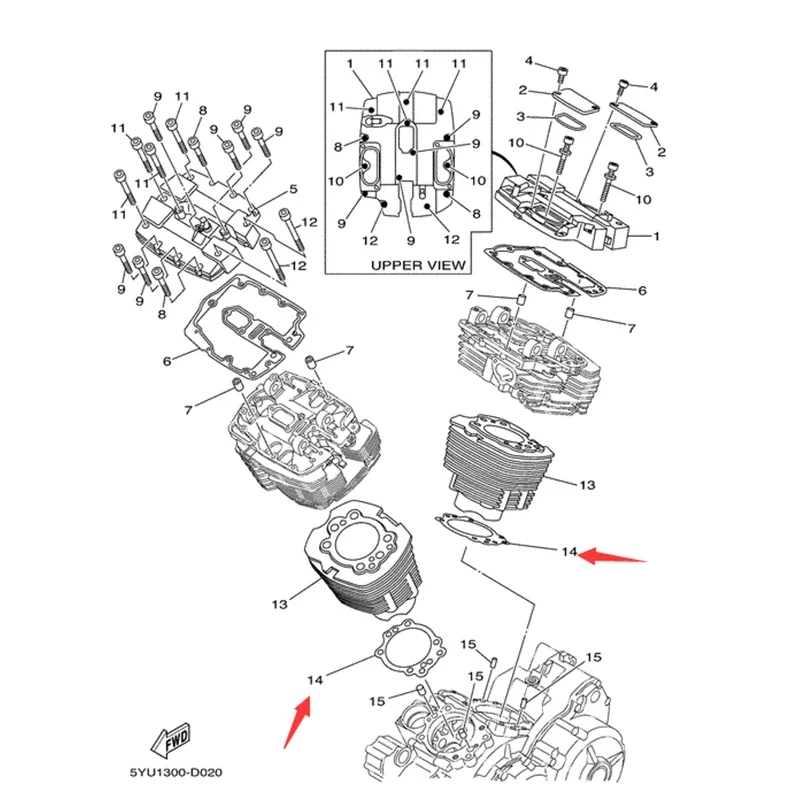 2PC Motorcycle Cylinder Base Gasket For Yamaha XV1600 Road Star 1600 99-03 XV1700 Road Star 2002-2015 MT01 MT-01 2005-2009