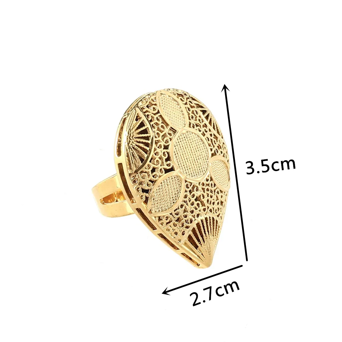 خاتم كبير قابل للتغيير للنساء مجوهرات أفريقية إثيوبية ذهبية اللون لحفلات الزفاف خاتم أكبر قابل للفتح خواتم مبالغ فيها