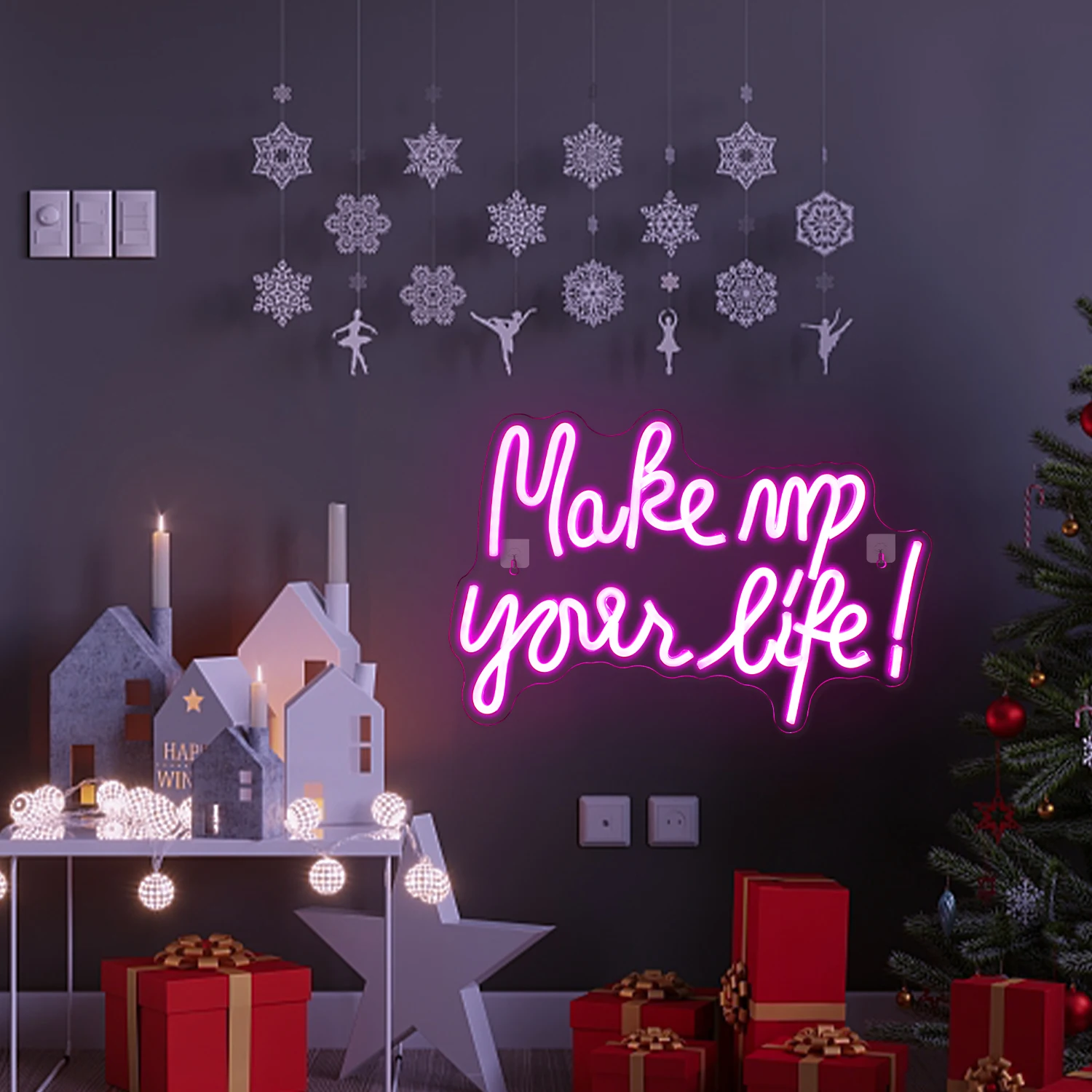 Make Up Your Life Neon Letter Sign Led Lights Art Wandlampen Voor Kamer Decor Home Bars Party Slaapkamer Decoratie Usb Powered Logo