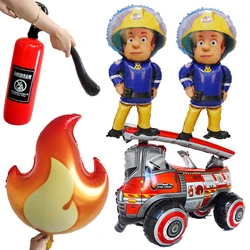 Fireman Sam Balloon Fire Truck Foil Ballons Firefighter Themed Boy Kids Birthday Party Fire Engine Balloon Firetruck Party Decor