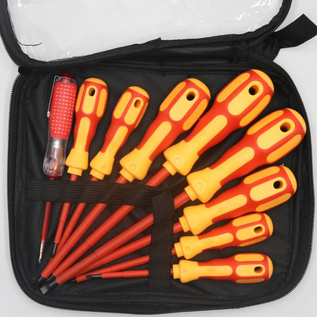 

Nine-in-one Magnetic Insulated Screwdriver, Multi-functional One-word Cross Electrician Voltage Insulated Screwdriver Set