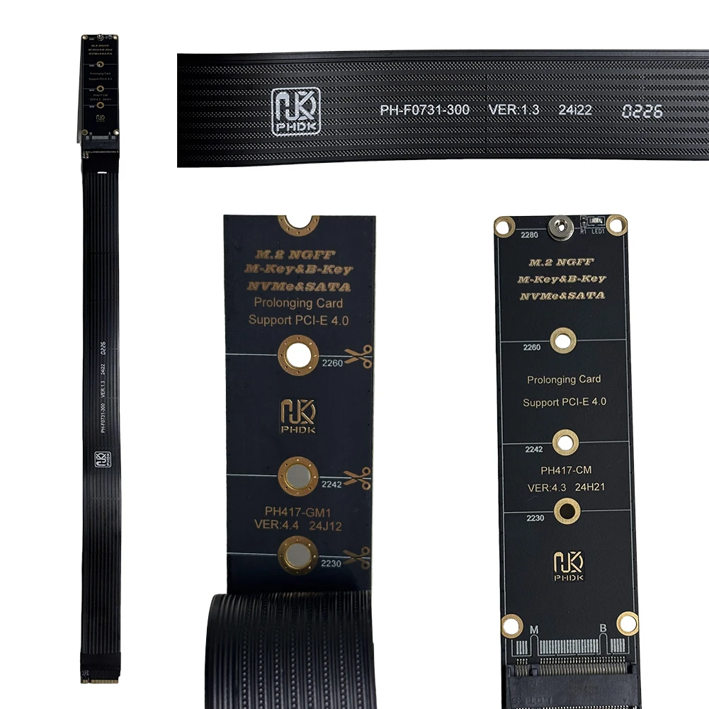 

Удлинитель M.2 NVMe, кабель-удлинитель для SSD M.2 NVMe, удлинитель M.2 SSD PCI-Express 4.0 X4 M Key для SSD M.2 2230 2242 2260 2280