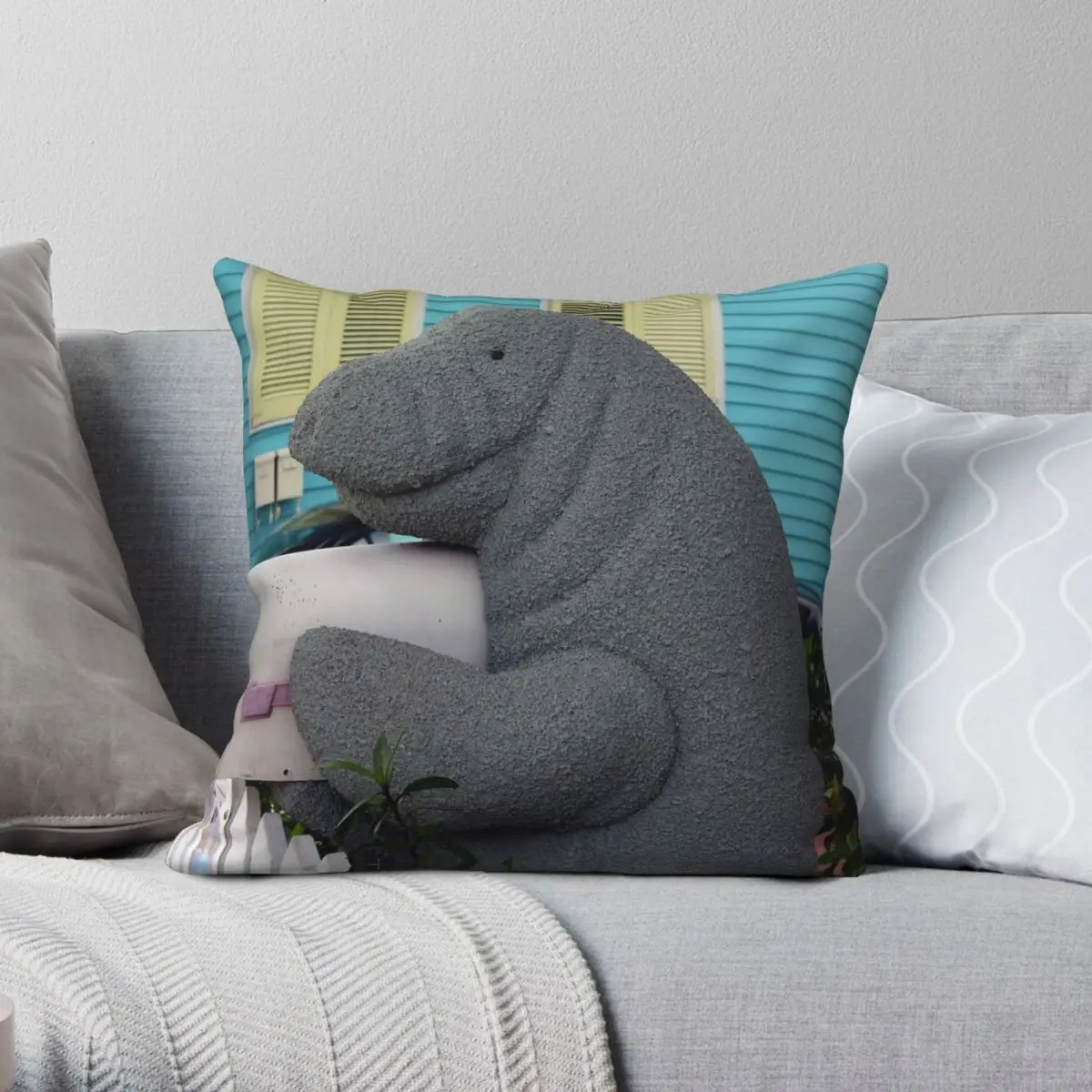 Manatee Mailbox Square Pillowcase Polyester Linen Velvet Printed Zip Decor Pillow Case Sofa Seater Cushion Cover