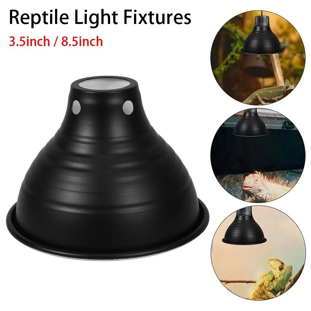 1Pcs Dome Heating Reptile Light Fixtures Aluminum Black Animals Heat Lamp Protector Lampshade Shell
