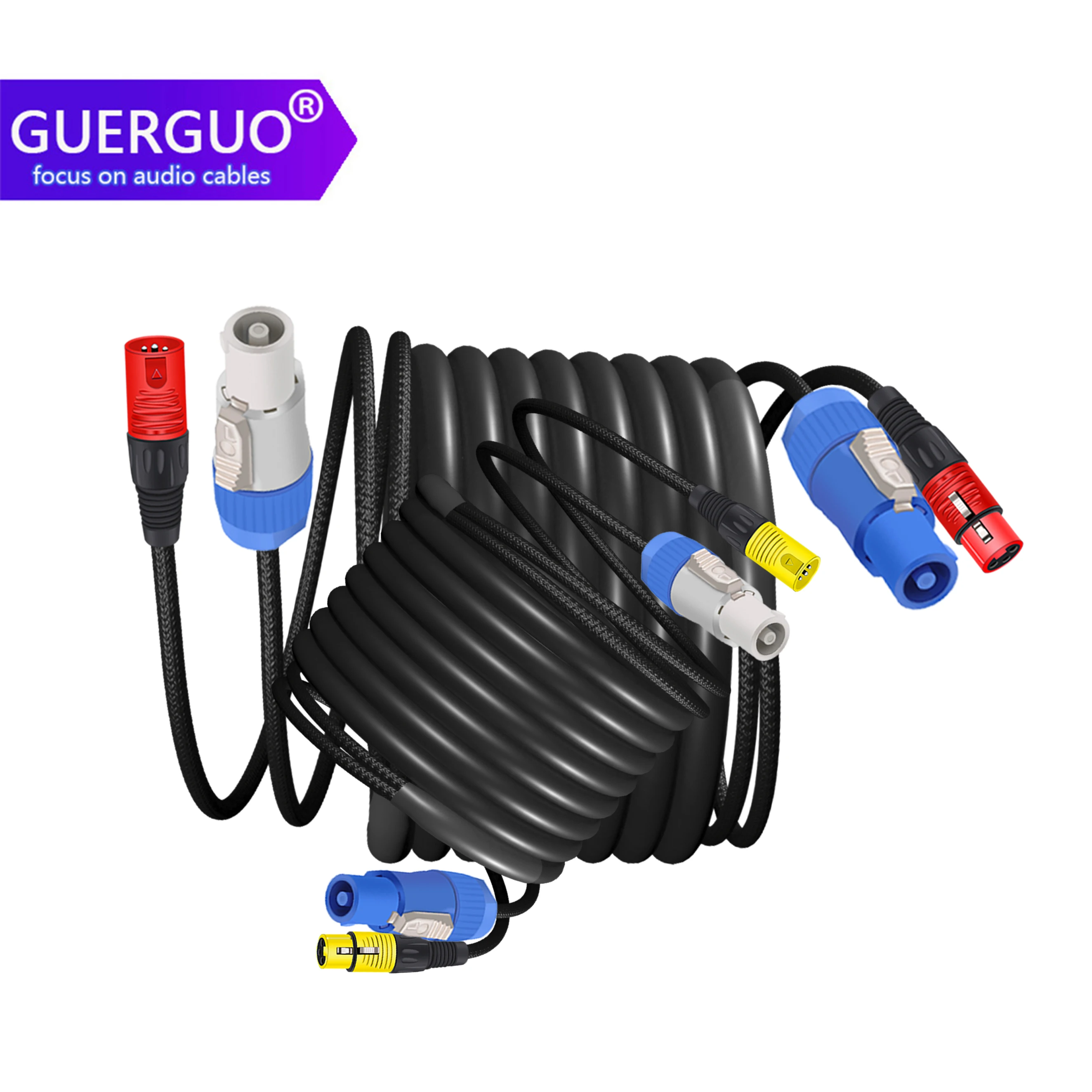 2.5mm XLR Combi 3 ×2/ 2,5mm² Cable AC Power Signal Combo for DJ Stage Lighting,male and female XLR with 3-pin,MX Extension Cable