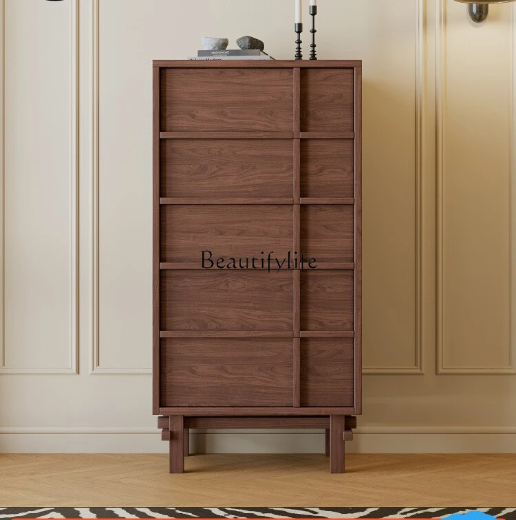 

Retro five-bucket locker, large-capacity minimalist bedroom against the wall, multi-layer storage locker at the end of the bed