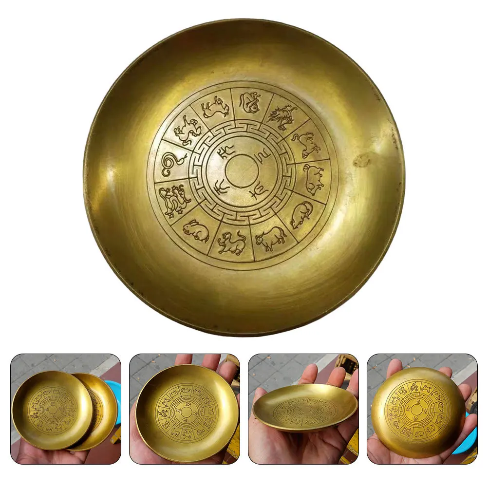 Rondelle de brosse à encre en cuivre, motif du zodiaque, artisanat de Style rétro pour le stockage de la calligraphie, cadeau pratique, ornement en cuivre