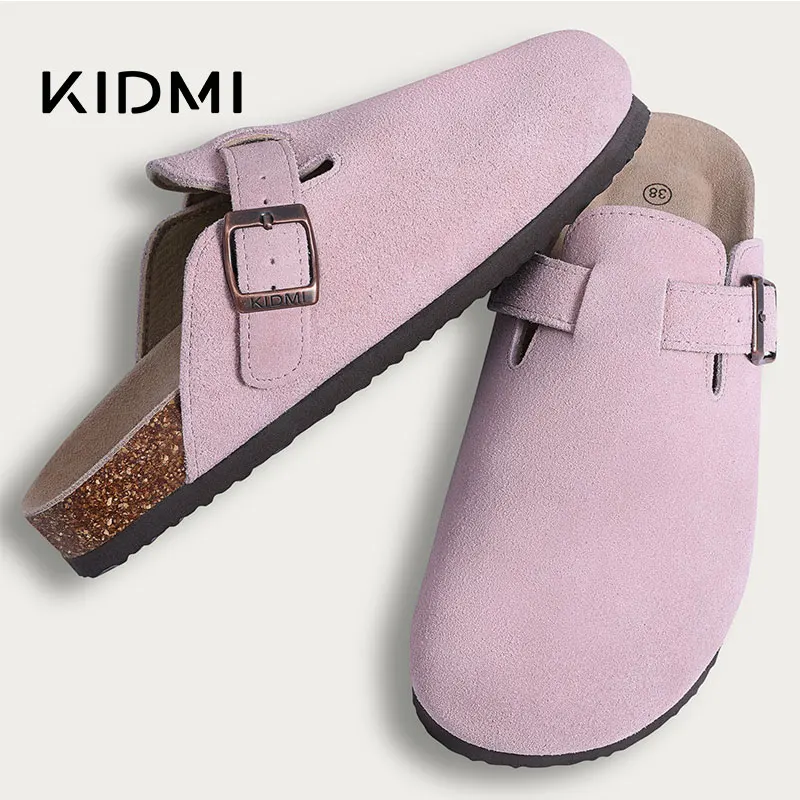 Kidmi Classic Women Suede Clogs Slippers Men Clogs Mules New Cork Clogs Slippers Outdoor Antiskid Beach Slides With Arch Support
