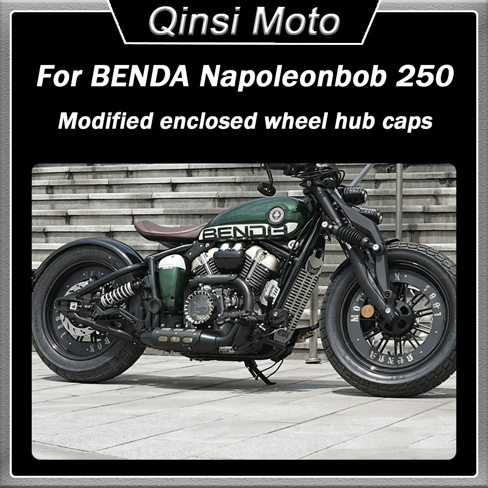 

For BENDA Napoleonbob 250 Custom Closed Hub Caps Front and Rear Tire Rims Metal Decorative Cover Black Warrior Accessories