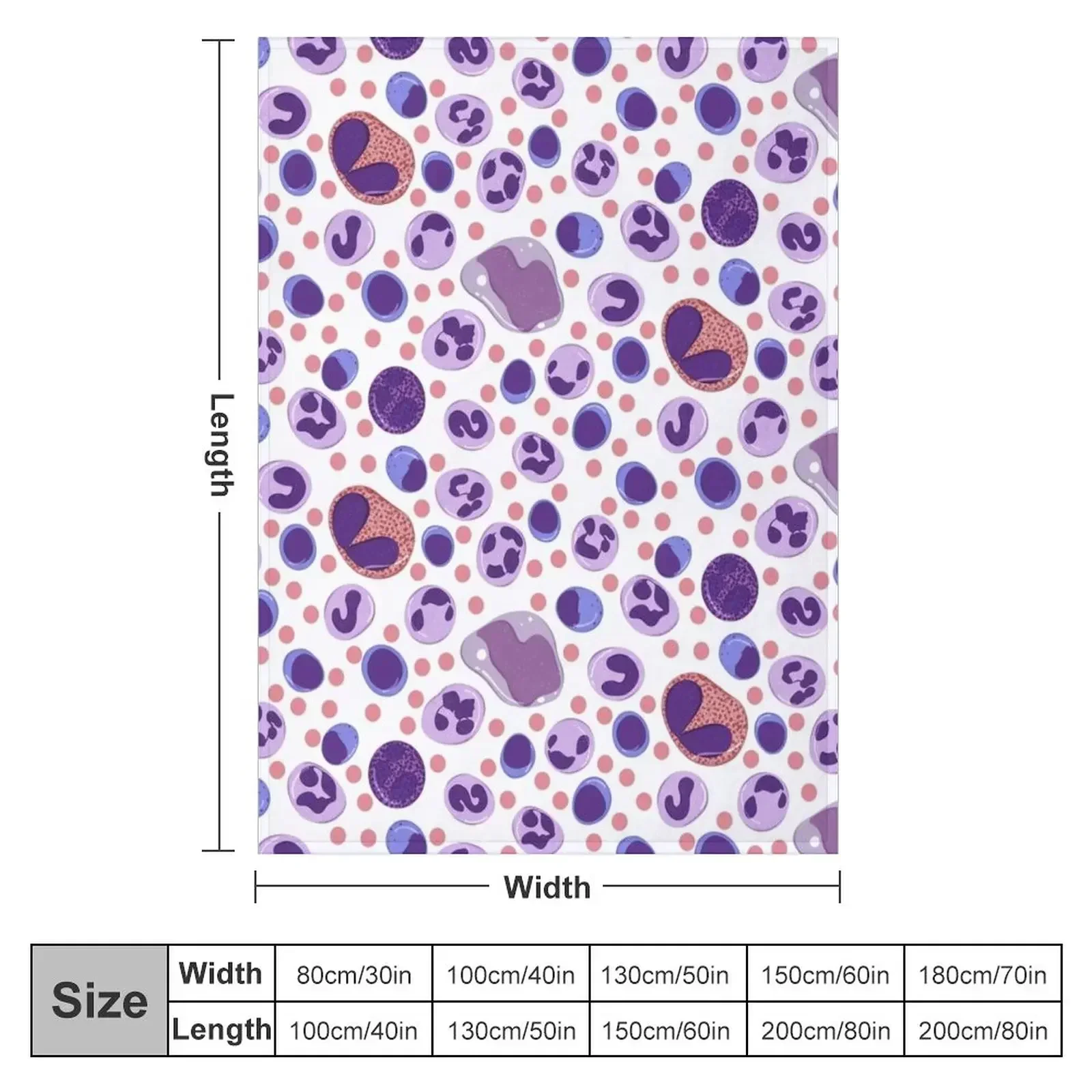 Large White Blood Cell Pattern Throw Blanket Decoratives Luxury Throw Blankets