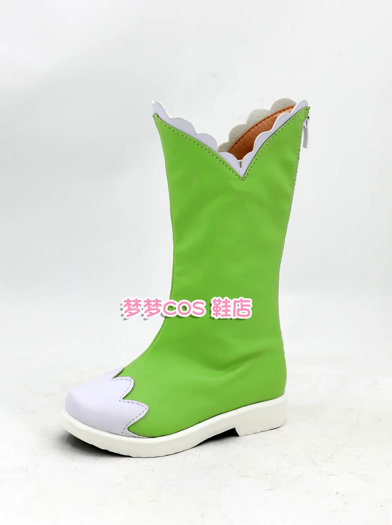 Fluttershy Little Anime Pony Scarpe Cosplay Stivali Stivali in pelle PU verde Carnevale di Halloween Stivali su misura