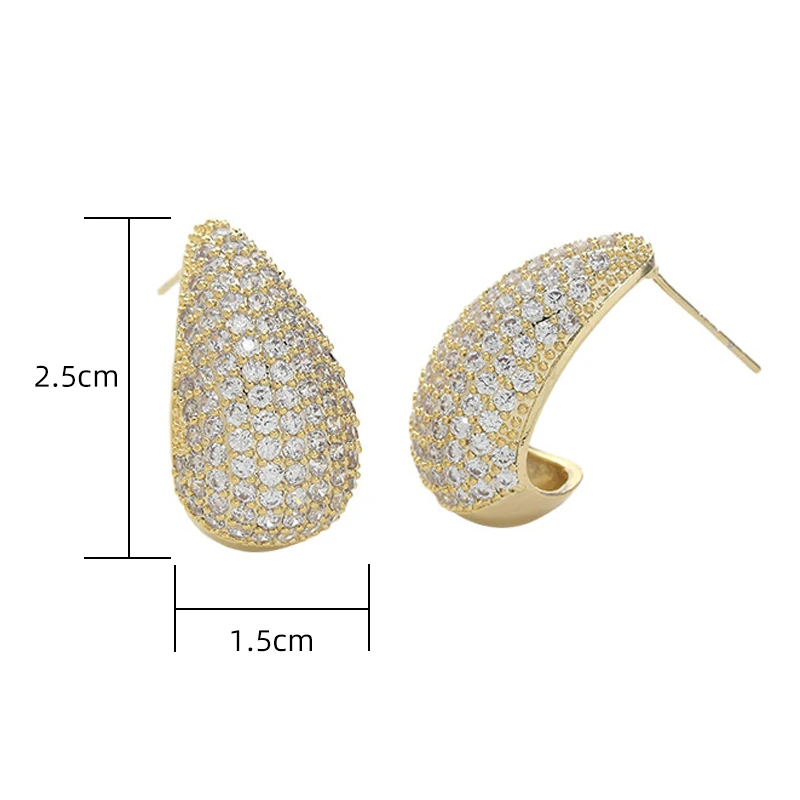 Luxury Colorful Zircon Water Drop Earrings for Women New Trendy Design Hollow Female Earrings Teardrop Hoops Earrings Jewelry