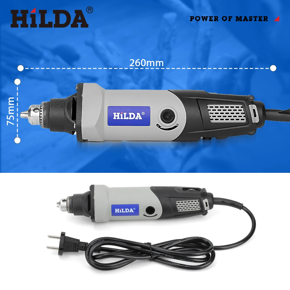 HILDA Electric Drill Rotary Tool Electric Tools Variable Speed 400W Mini Drill 6 Position Rotary Tools Mini Grinding Machine