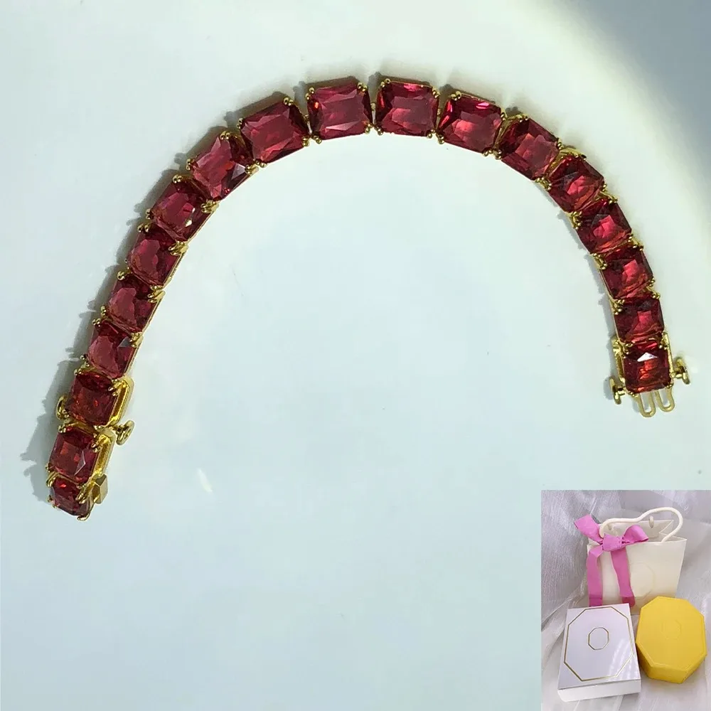 Новый модный теннисный красный браслет Millenia с восьмиугольной огранкой и позолоченными аксессуарами высокого класса, ювелирные изделия на день памяти, подарок