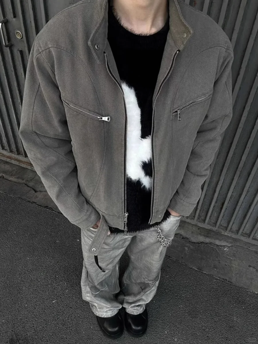 

Cleanfit College Style Short Washed Men's Jacket American High Street Workwear Spring Autumn New Arrival Casual Outerwear