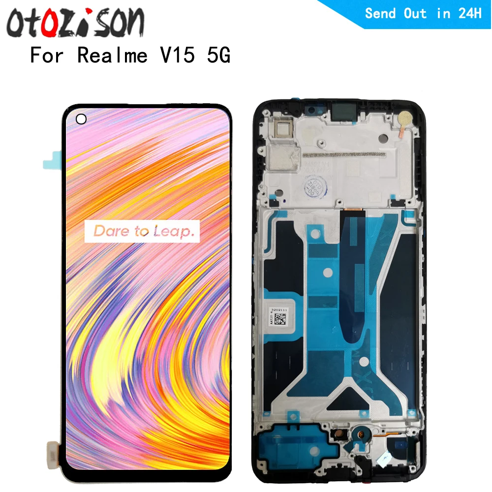 

6.4" AMOLED Screen For Oppo Realme V15 5G LCD Display Screen Touch Panel Digitizer With Frame Assembly For Realme V15 5G