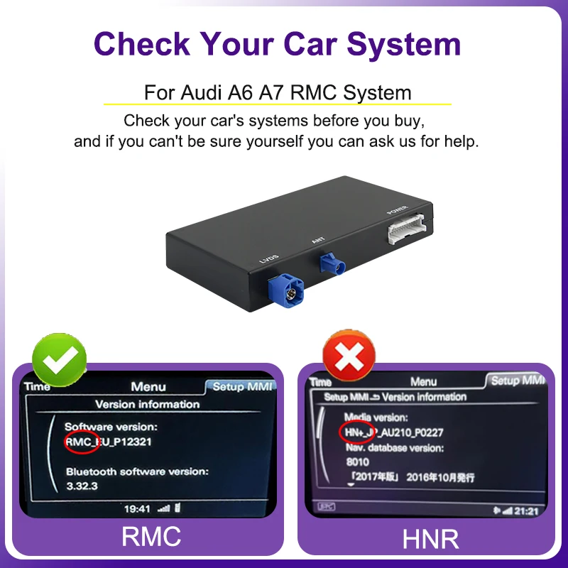 AUTOTOP Drahtlose Carplay Android Auto Modul Box Für Audi A6 A7 2012-2018 RMC System – Detail 3