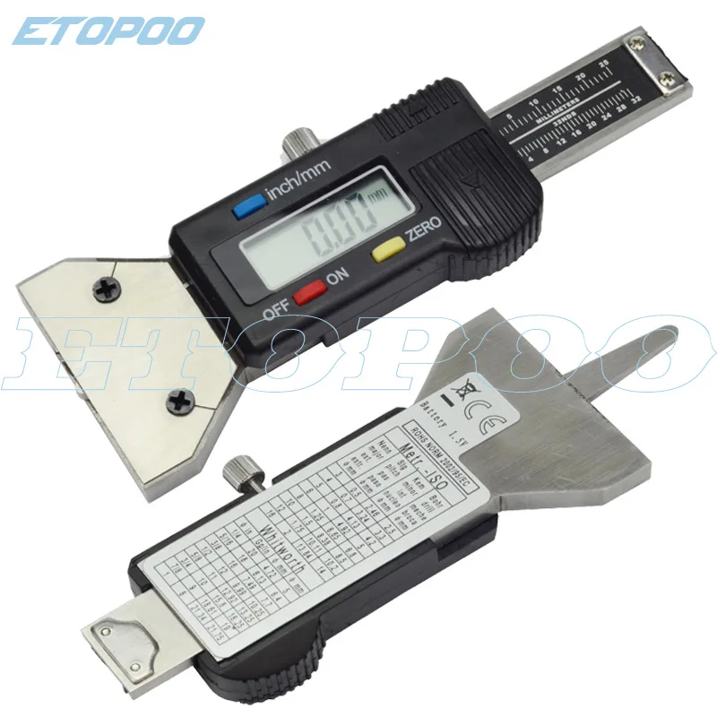 0-25.4mm/0-1'' Electronic Digital Display Tire Tread Depth Caliper 0-25mm Metal Ruler Body Measurement Tread Depth Gauge