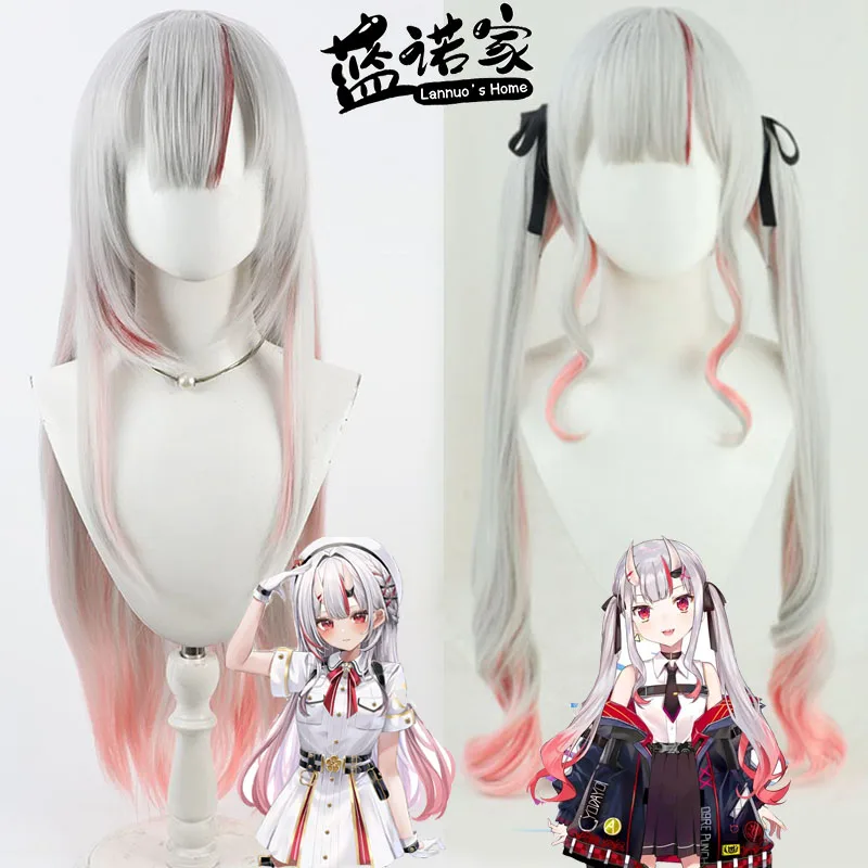 Virtual YouTube Vtuber Momosuzu Nene Cosplay Wig Halloween Carnival Party Props Synthetic Hair Heat Resistant Fiber + Wig Cap