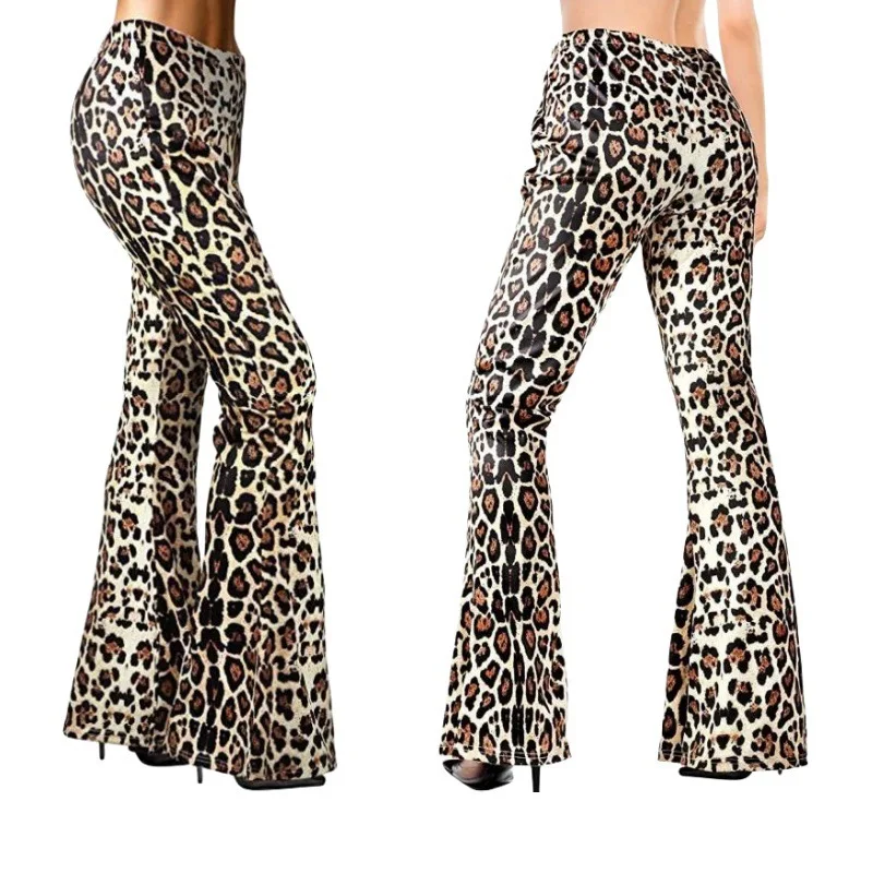 SXXXL Women's Hippie Style Wide Leg Bell Bottom Pants Set Color Block Print Long Trousers Fashionable Ethnic Women's Wear