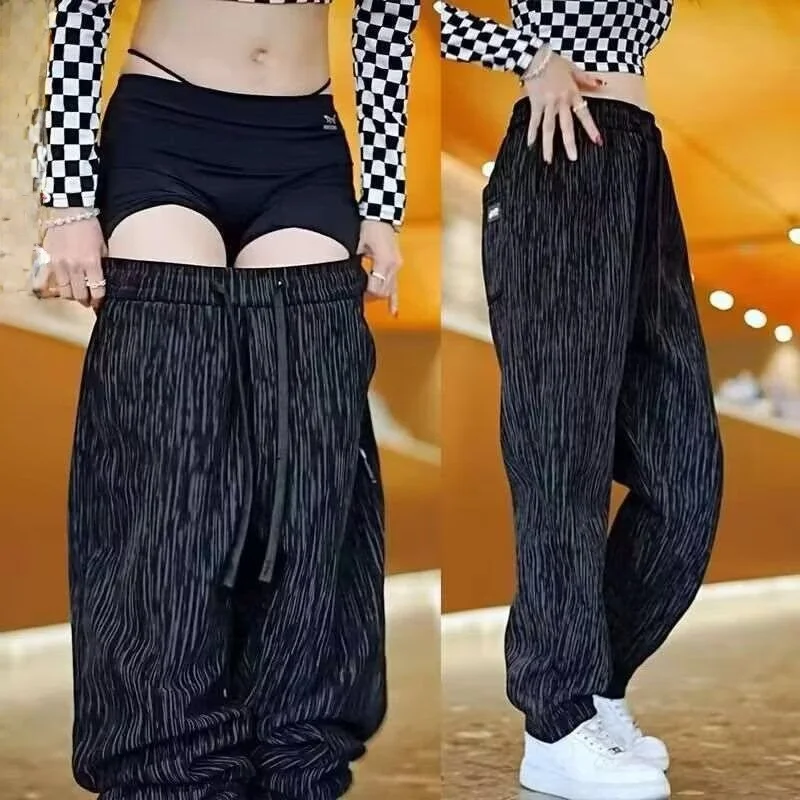 Ice Silk Casual Pants Women's Summer Thin Loose Cuffed Pants plus Size Slimming Fashionable Outdoor Sports Trousers