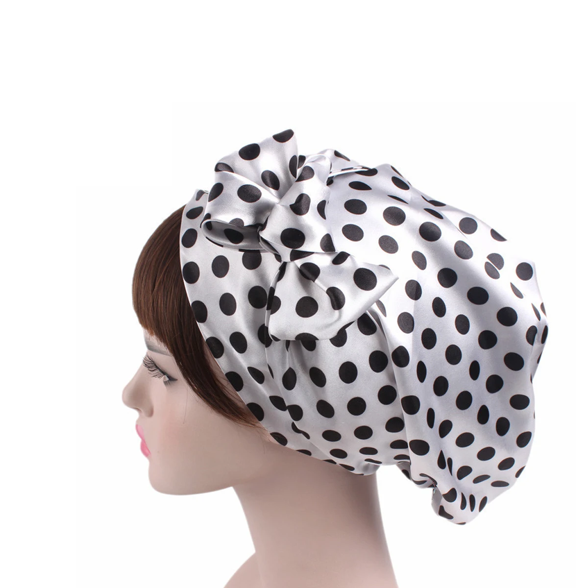 

Printed Turban Hat Headwear Bandana Long Tail Wraps Bonnet for Hair Miss Scarf Cover Women