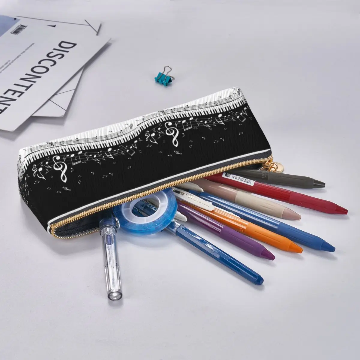 مفاتيح البيانو المجردة مع النوتات الموسيقية مقلمة حامل القلم تخزين لوازم القرطاسية صندوق القلم حقيبة أقلام رصاص للمدرسة الصبي فتاة