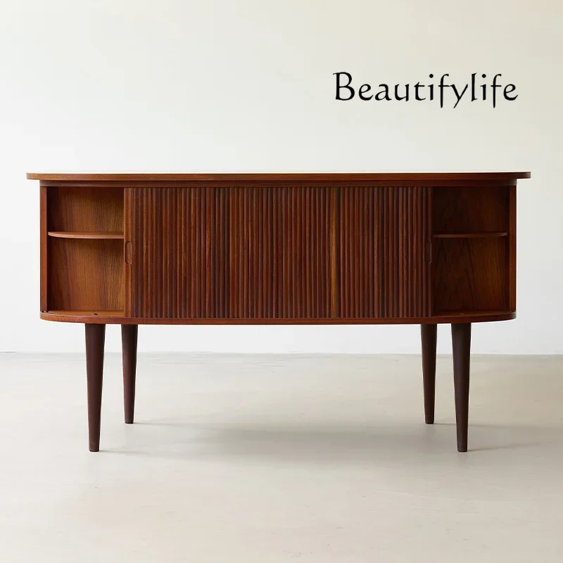 

XX Retro Modern Design, Retro Desk Office Electric Table Solid Wood Administrative Office Study Storage Drawer Cabinet