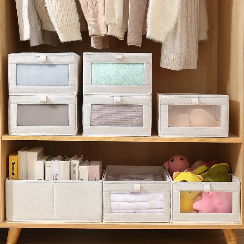 Foldable Clothes Storage Box Visible Window Closet Organizer for Underwear Toys Storager Home Organizers of Cabinets Drawer