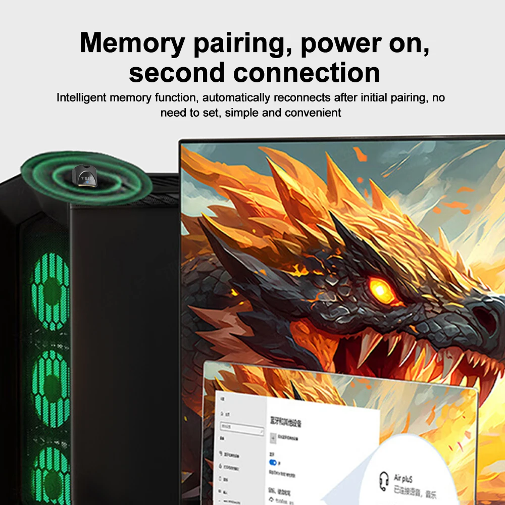 Bluetooth Adapter for PC Laptop Bluetooth 5.4 USB Dongle Receiver for Wireless Mouse Keyboard Speaker Music Audio Transmitter