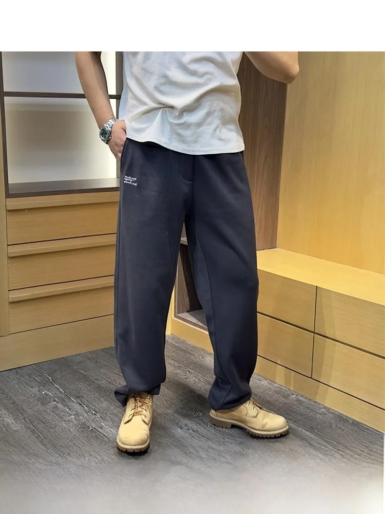 

Трикотажная ткань, мужские повседневные прямые брюки, спортивные штаны с эластичной резинкой на талии, качественная конструкция, молодежная осенняя одежда