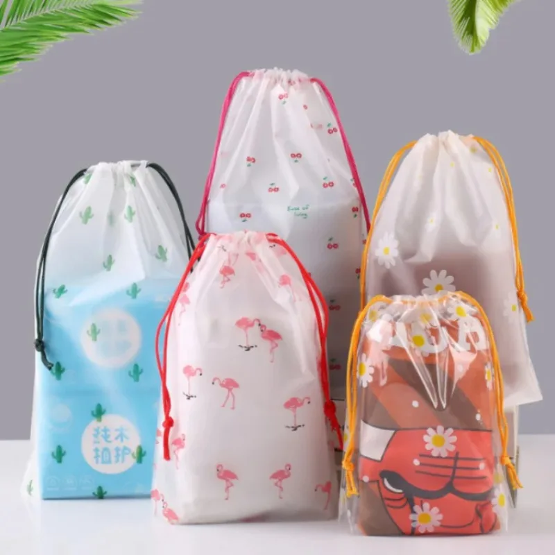 

50PCS Thick 160micron Drawstring Pouches for Clothing, Shoes, Reusable Christmas Clear DIY Heavy Duty Travel Storage Bags