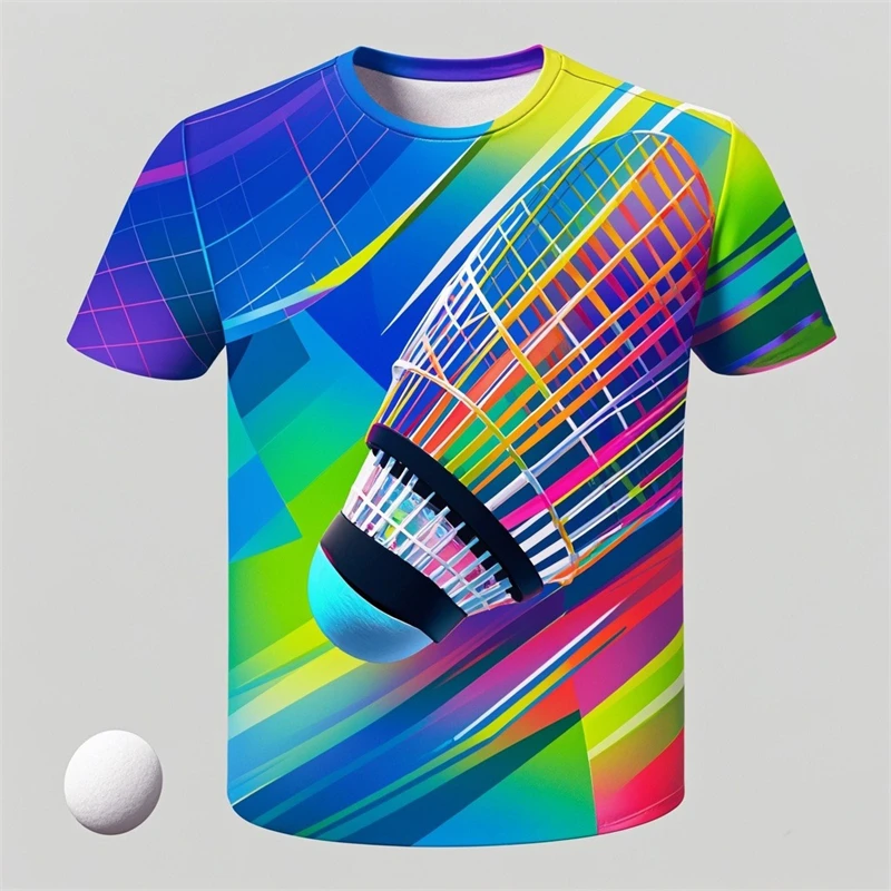 New Badminton 3D Print T-Shirts Shuttlecock Men Women Fashion Streetwear Short Sleeve T Shirt Cool Kids Tees Tops Man Clothing