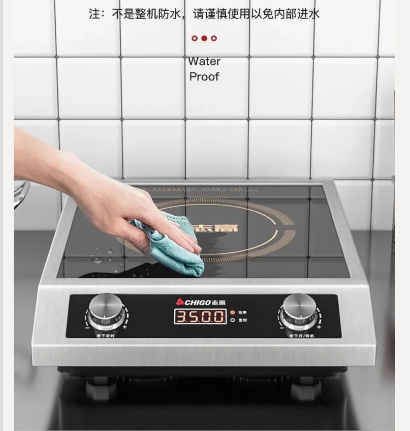 

Индукционная плита Chigo 220В, коммерческая, высокомощная, для ресторанов и дома, для жарки, плоская вогнутая поверхность, для хотпота, LAQ