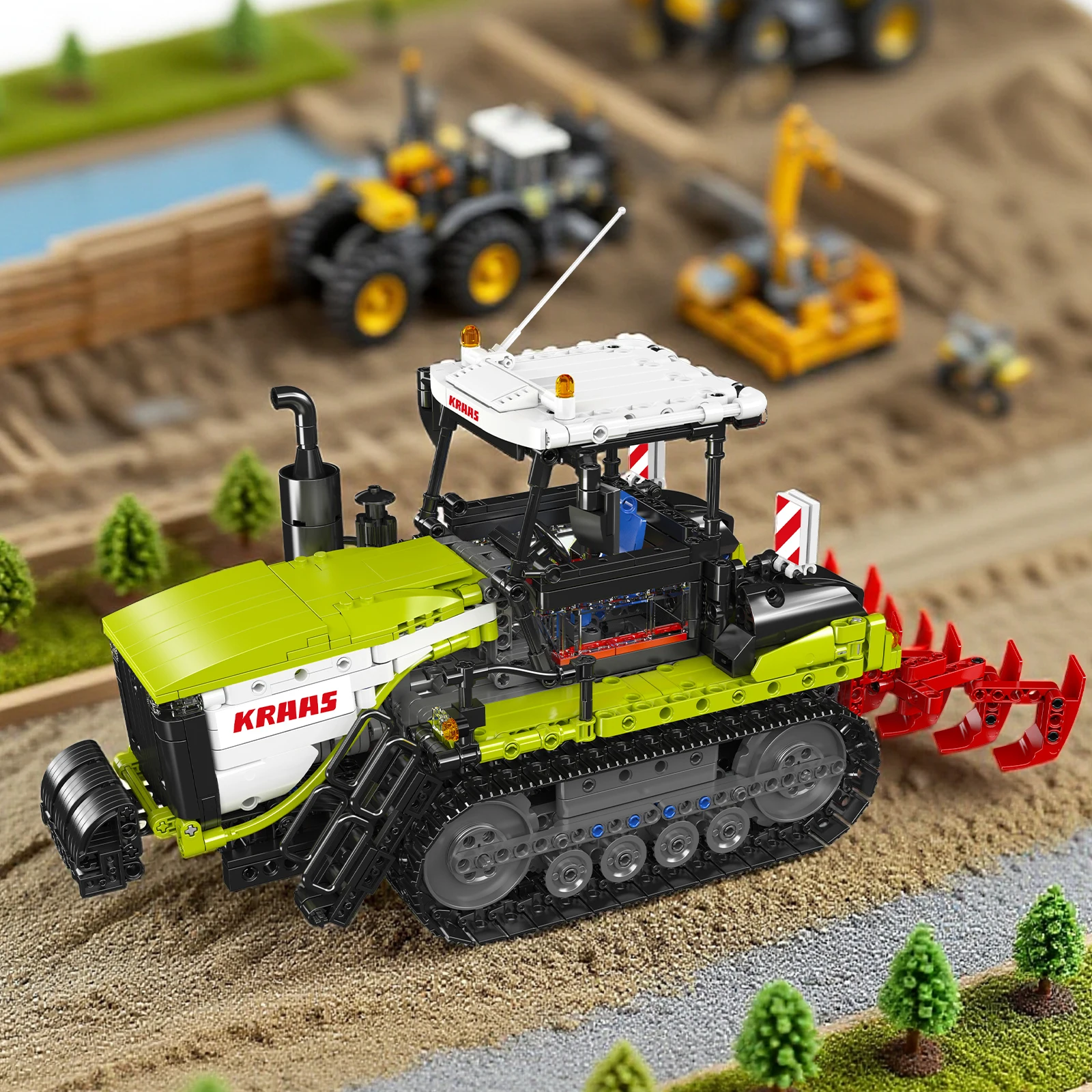 17093 Crawler Tractor Building Blocks 1357pcs Construction Vehicle Model DIY Assembly Toy