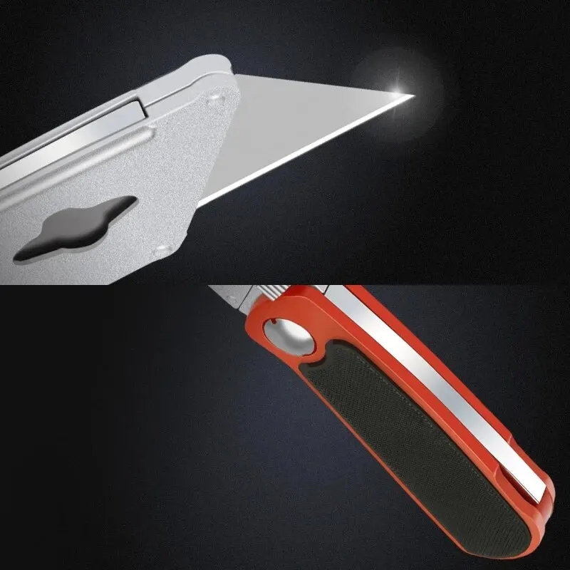 Utility Knife Retractable Sharp Cut Heavy Duty Steel Break 18mm Blade Paper Cut Electrician Professional