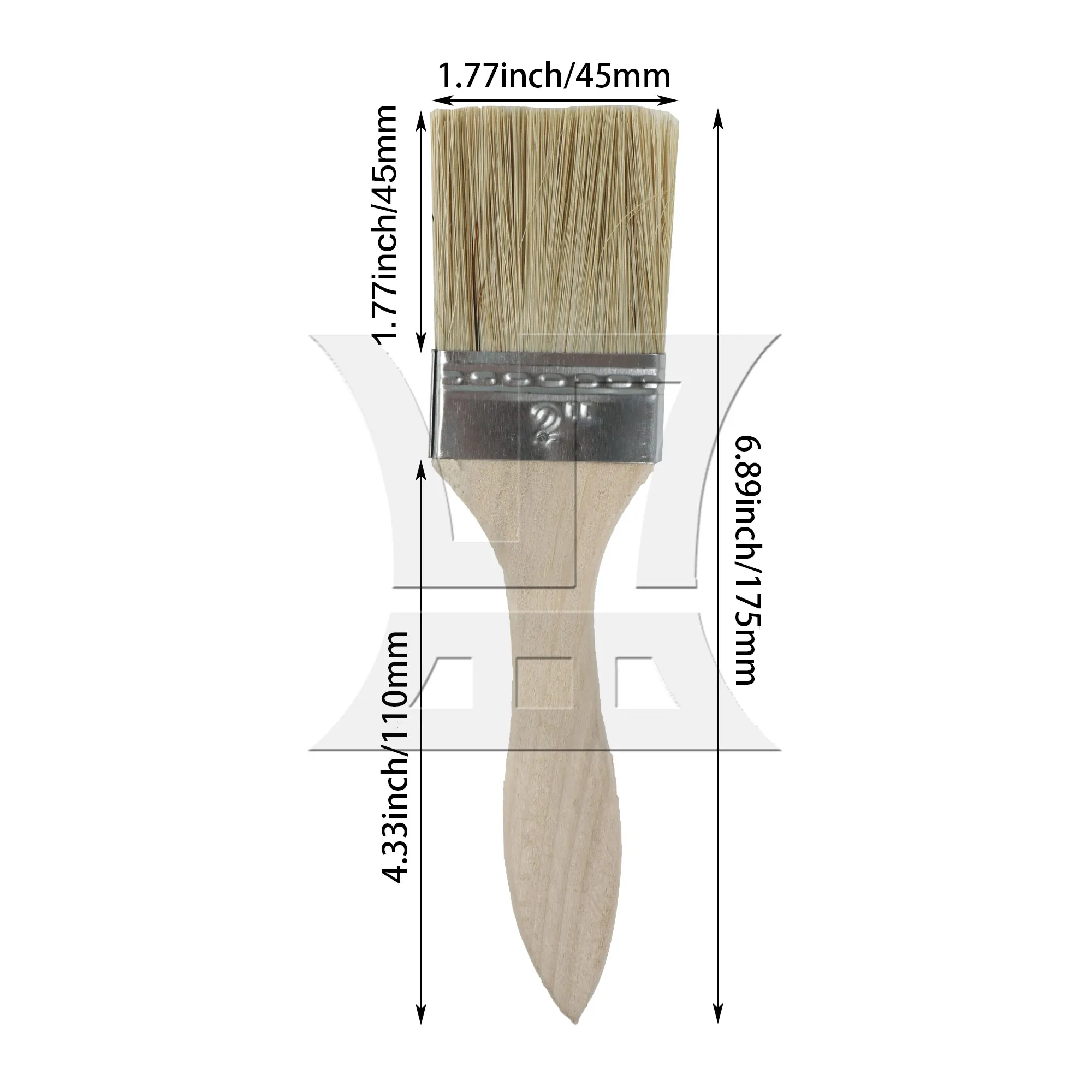 2PCS Wooden Handle Chip Paint Brushes for Home Decoration Paints 2 Inch