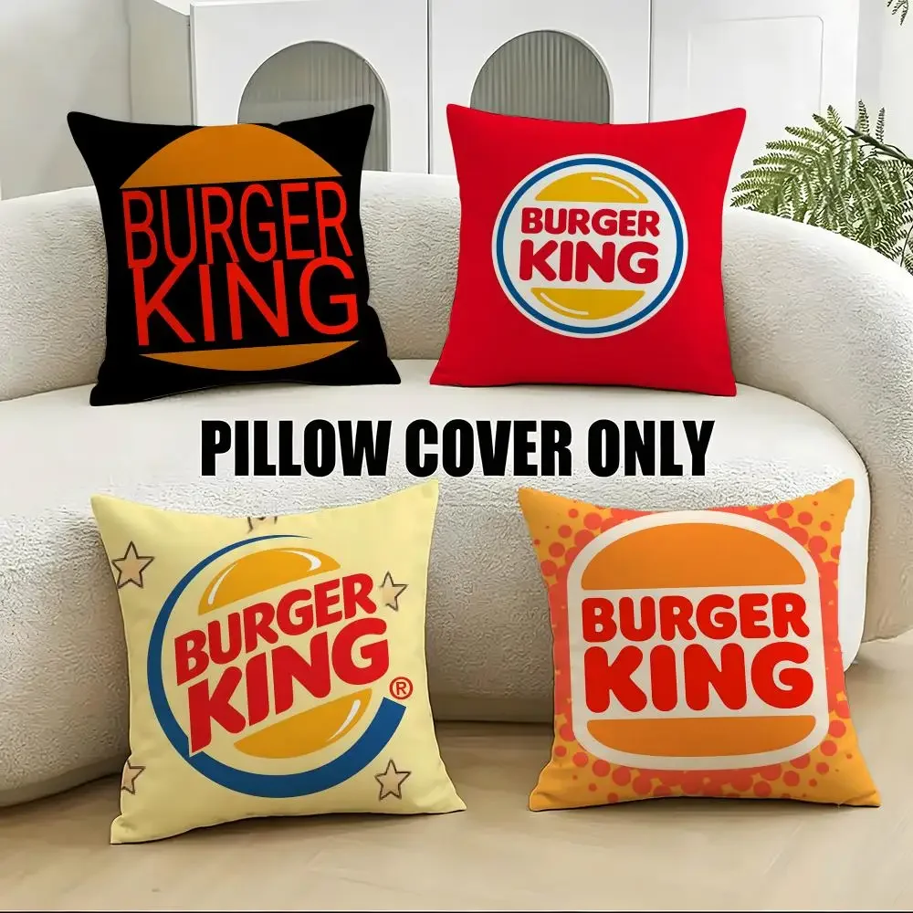 Funny Burger King Logo Throw Pillow Covers Set of 4 Decorative Cushion Case for Sofa Couch Home Decor