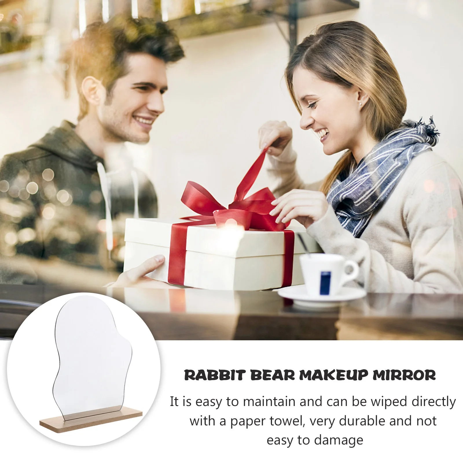 

1Set Cloud Mirror Aesthetic Irregular Desktop Makeup Mirror Wooden Stand Bedroom Living Room Decor Desktop Mirrors