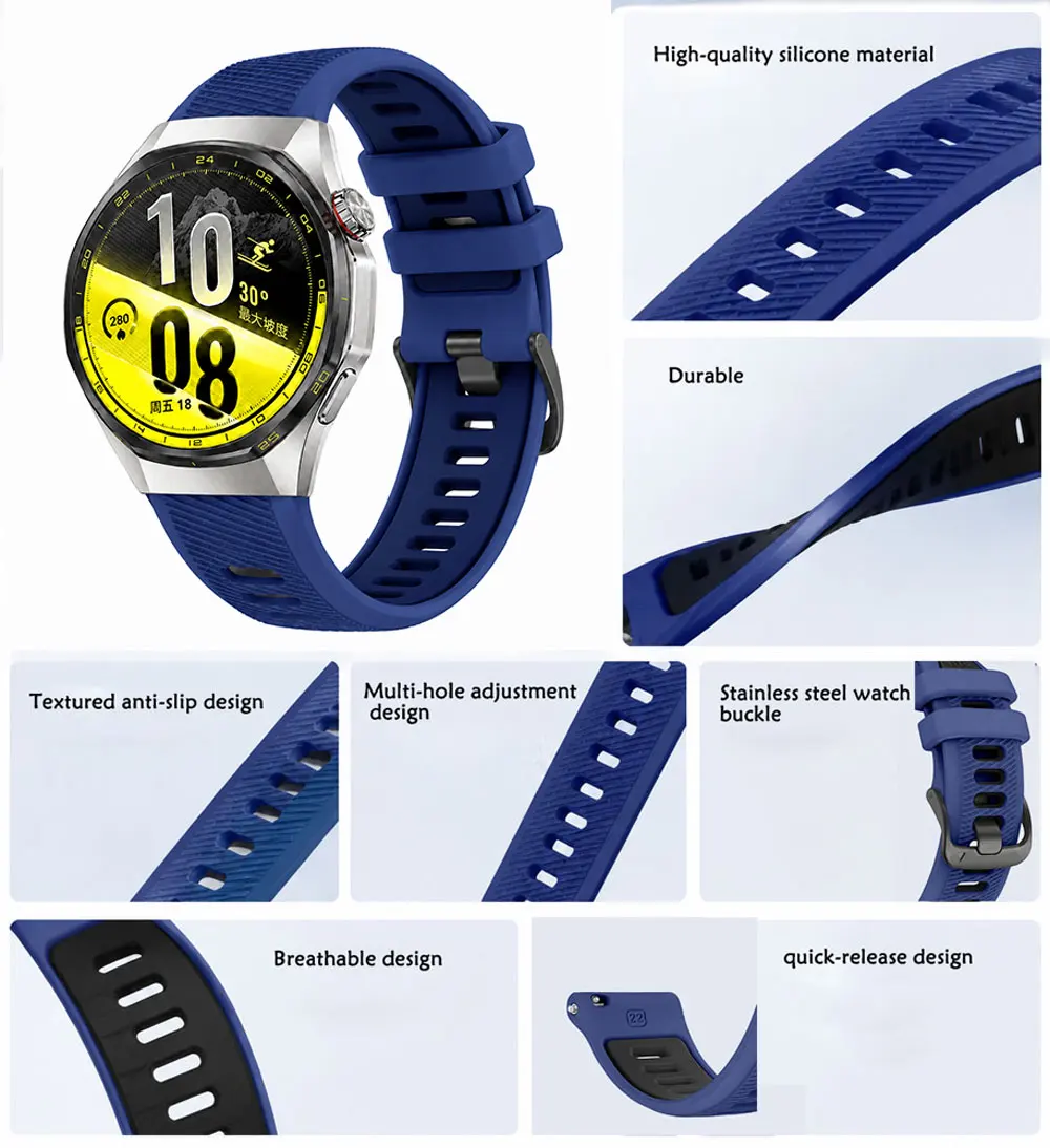Durable Sports Band for Huawei Watch GT 7 46mm Waterproof Silicone Strap Adjustable Wristband Gear for Sports Use Replacement