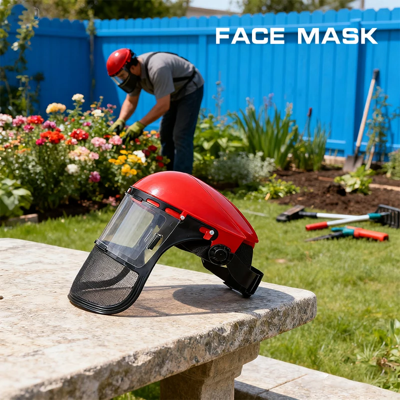 Safety Head-Mounted PVC Protective Mask Anti Splashing Grass Anti Dust Mask For Cutting Hat Avoid Face Screen Protection Mask