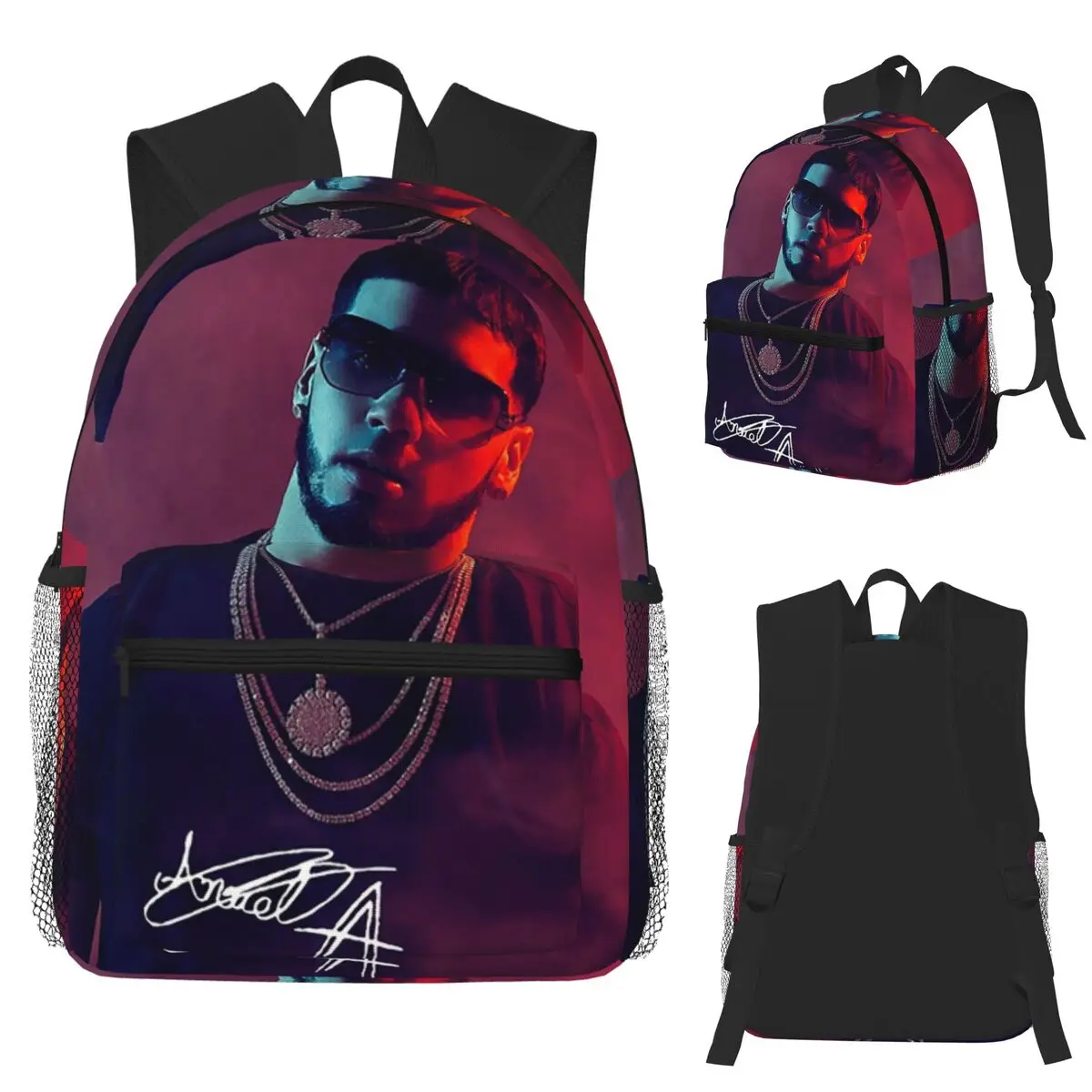 

Модный популярный рэпер Anuel AA студенческий рюкзак школьная сумка походный дорожный рюкзак для мальчиков и девочек модная сумка для книг сумки на плечо